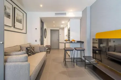 Zona de estar de Cozy Studio for 2 in Central Madrid