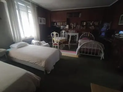 Cama o camas de una habitación en habitación de 2 camas con 2 ventanas al exterior y TV en casa compartida