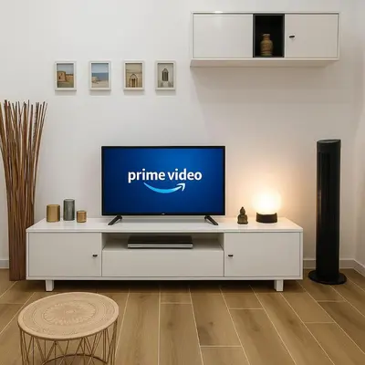 Una televisión o centro de entretenimiento en Acogedor piso climatizado cerca del Metro Oporto